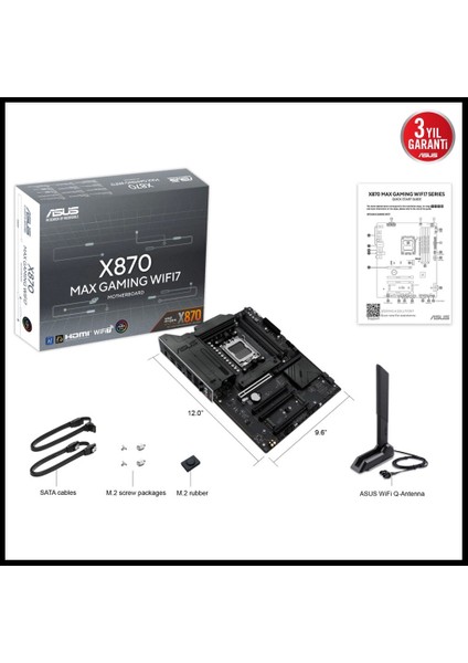 X870 Max Gamıng Wıfı7, 4xddr5, 3x M2, Hdmı, Dp, Type-C, Wi-Fi 7, Bluetooth V5.3, Am5 Soket Gamıng Anakart indirimleri