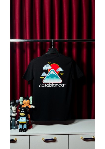 Ön ve Arka Logo Detaylı Siyah Erkek T-Shirt