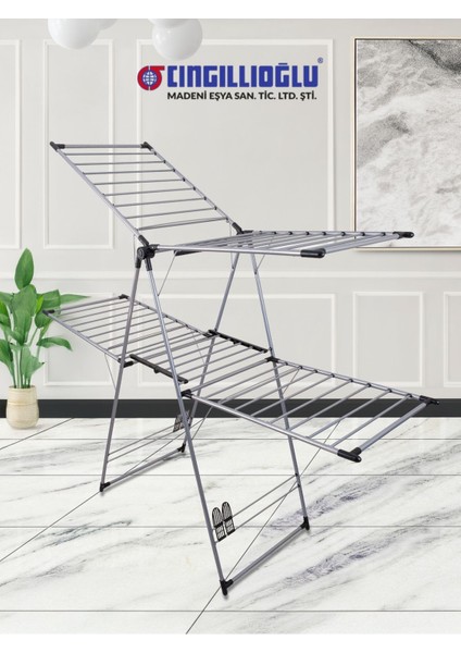 Gri Çift Katlı Alüminyum Borulu Çamaşır Kurutma Askısı, Şık ve Pratik Tasarım fiyatları
