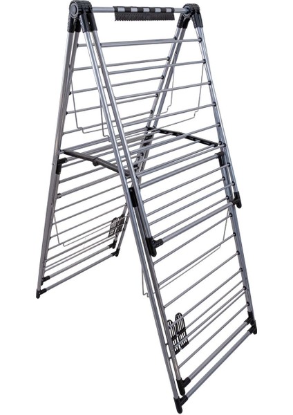 Gri Çift Katlı Alüminyum Borulu Çamaşır Kurutma Askısı, Şık ve Pratik Tasarım fırsatları