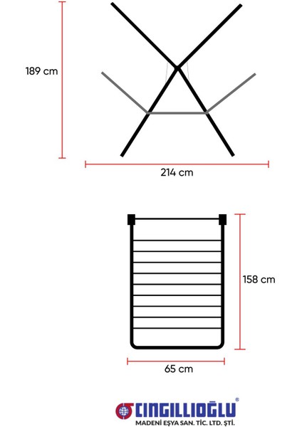 Gri Çift Katlı Alüminyum Borulu Çamaşır Kurutma Askısı, Şık ve Pratik Tasarım