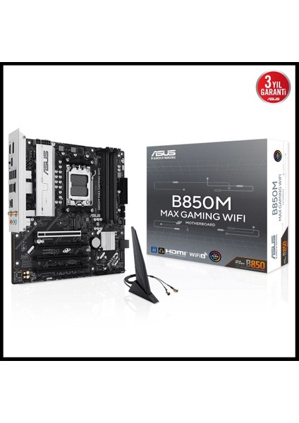 B850M Max Gamıng Wıfı, 4xddr5, 3x M2, Hdmı, Dp, Type-C, Wi-Fi 6, Bluetooth V5.4, Am5 Soket Gamıng Anakart