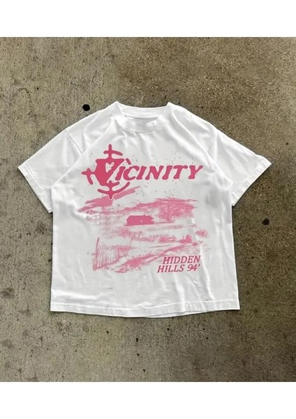 Yazlık Renkli Baskılı Oversize Pamuklu Bisiklet Yaka Kadın/erkek Unisex Tshirt