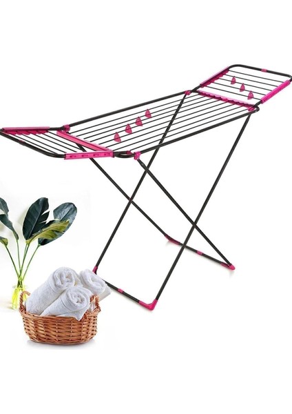 Şık ve Dayanıklı Metal Çamaşır Kurutma Askısı, Siyah Renk, Kullanışlı Tasarım