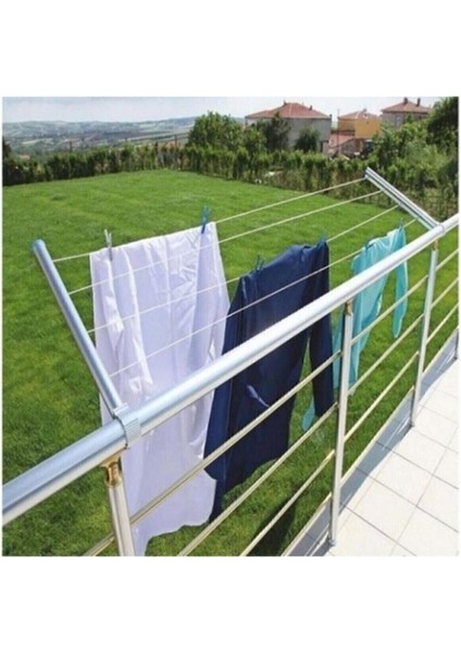 Gri Alüminyum Yuvarlak Küpeşte ve Balkon Korkuluk Çamaşırlık Seti
