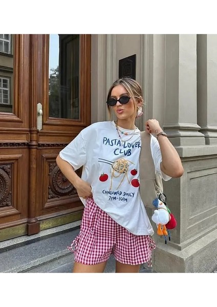 Yazlık Renkli Baskılı Oversize Pamuklu Bisiklet Yaka Kadın/erkek Unisex Tshirt