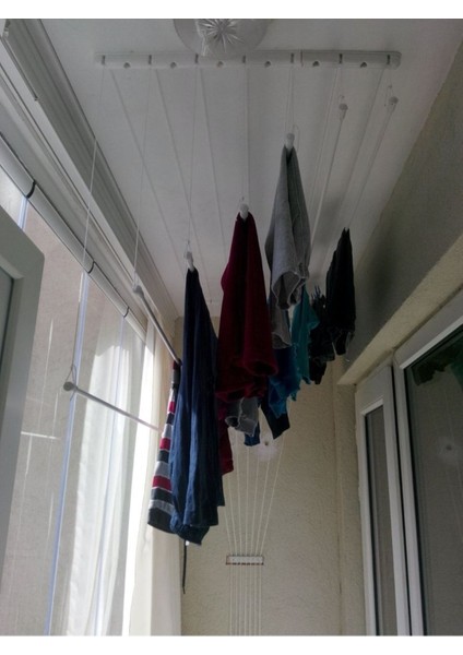 Alüminyum 4 Çubuklu 150 cm Asansörlü Çamaşır Kurutma Askısı, Güneş Işığıyla Parlayan