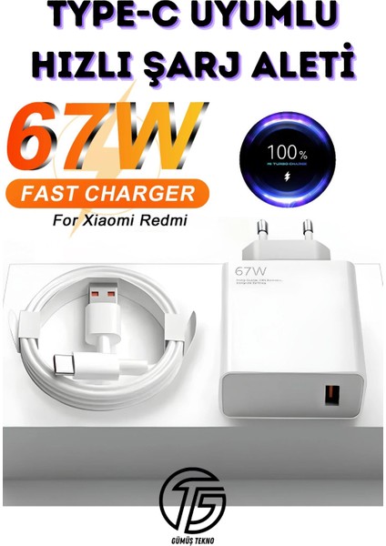 67 Watt Type-C Şarj Cihazı ve Kablo Hızlı Şarj Adaptör Kablo Set Typce-C Modellerle Uyumlu fiyatları