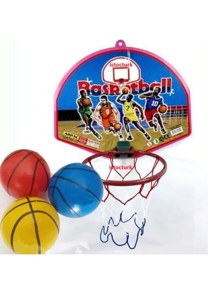 3 Adet Top+Duvara Monte 42CM Büyük Boy Oyuncak Basketbol Potası