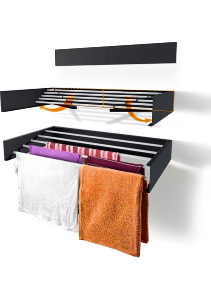 Gri 5 Borulu Duvara Monte Açılır Kapanır Çamaşır Askısı 70 cm fiyatları