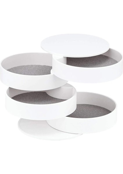 Beyaz 4 Katlı Döner Takı Organizeri, Şık ve Pratik Takı Düzenleme Kutusu modelleri