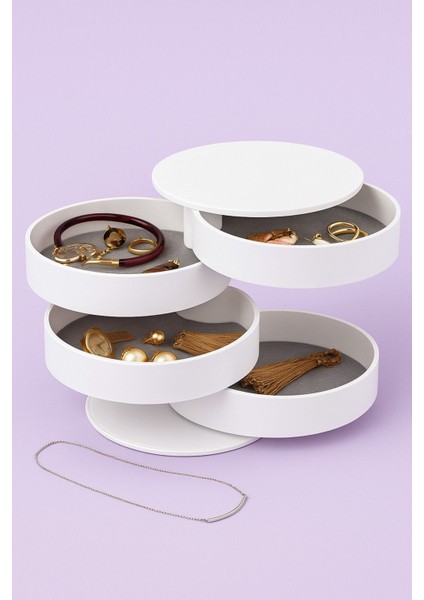 Beyaz 4 Katlı Döner Takı Organizeri, Şık ve Pratik Takı Düzenleme Kutusu fırsatları