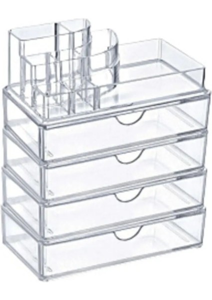 8 Bölmeli 2 Çekmeceli Turuncu Makyaj Organizer Kozmetik Düzenleyici