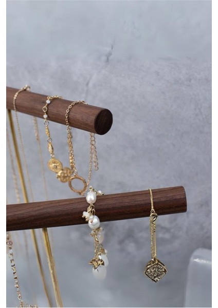 3'lü Ceviz Rengi Takı Düzenleyici Seti, Dekoratif Kolye Askısı, Aksesuar Organizer fırsatları