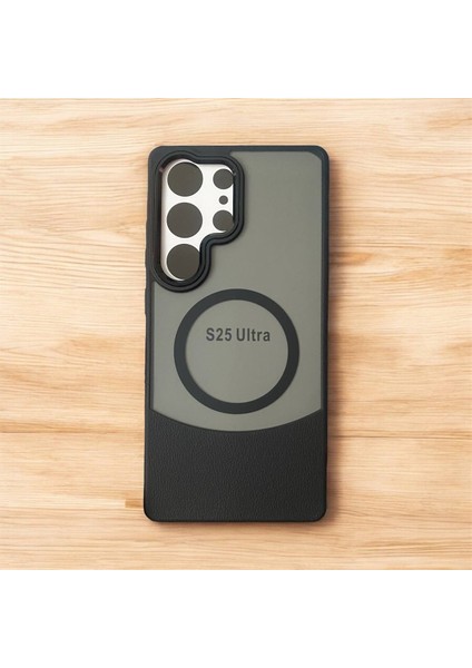 Samsung Galaxy S25 Ultra Deri Görünümlü Kapak Magsafe Manyetik Kablosuz Şarj Telefon Kılıfı . modelleri