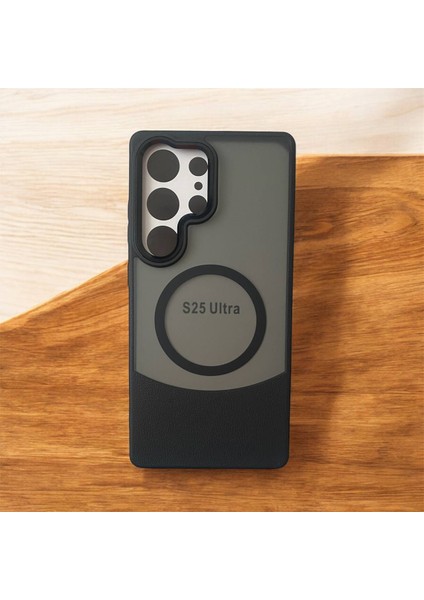 Samsung Galaxy S25 Ultra Deri Görünümlü Kapak Magsafe Manyetik Kablosuz Şarj Telefon Kılıfı . fırsatları