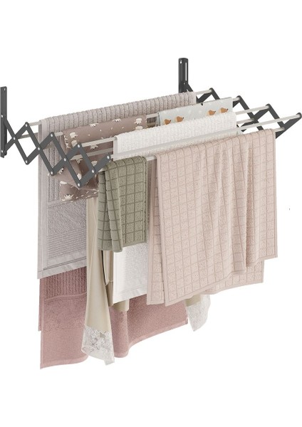 70 cm Siyah Duvara Monte Akordiyon Çamaşır Askısı, Pratik ve Dayanıklı Tasarım fiyatları