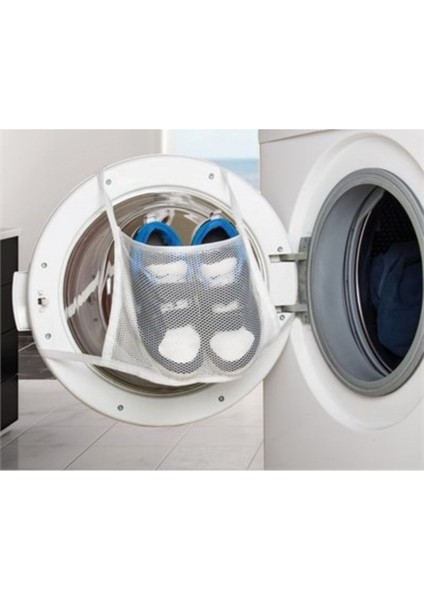 Iki Adet Çamaşır Makinası Ayakkabı ve Sütyen Yıkama File Seti, Beyaz Renk