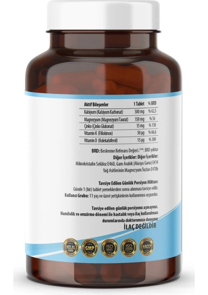 Kalsiyum Magnezyum Çinko 2x120 Tablet fiyatları