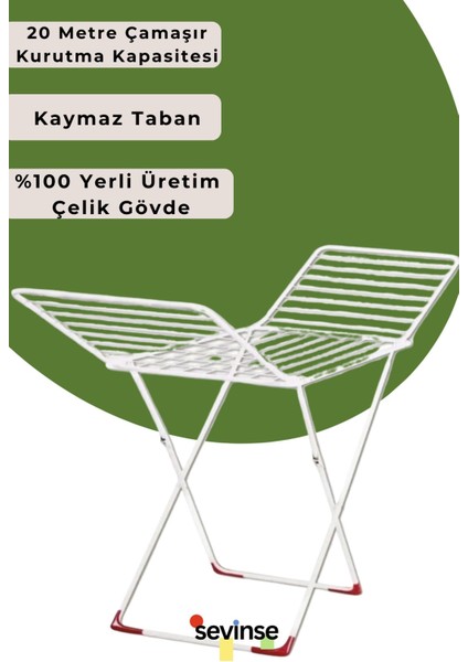 Paslanmaz Çelik Kalın Telli Çamaşır Kurutmalığı ve Askılık, Beyaz