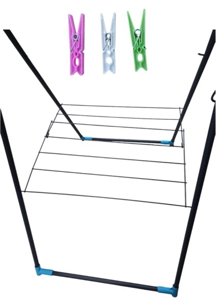 Mavi 6'lı Çamaşır Kurutmalık Askısı Plastik Korumalı Kurutma Mandallı fırsatları