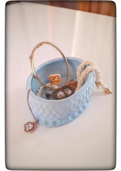 El Yapımı Mavi Beton Makyaj ve Takı Düzenleyici, Şık ve Kullanışlı Tasarım