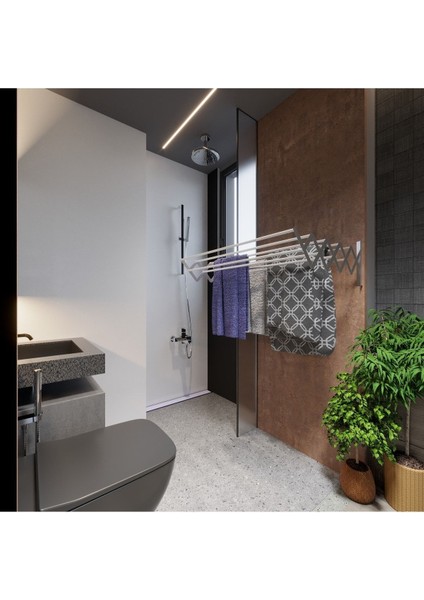 55CMX7 Gözlü Alüminyum Akordiyon Çamaşır Askısı, Paslanmaz ve Hafif Tasarım