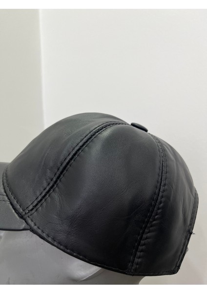 Unisex Siyah Hakiki Deri Cırt Cırtlı Şapka – Ayarlanabilir (57-59 cm ) Arkadan ayarlanabilir modelleri