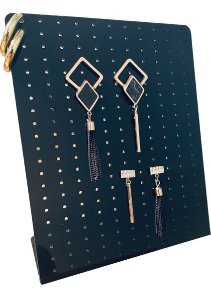 Siyah Pleksi Takı ve Küpe Standı, Şık Düzenleyici ve Şeffaf Tasarım