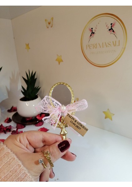 Pembe Kurdeleli Mıknatıslı Perili Ayna Söz, Nişan, Düğün, Kına, Nikah,hediyelik -15 Adet fiyatları