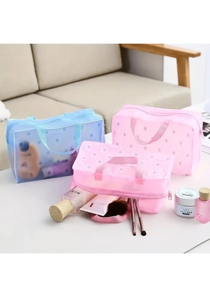 Şeffaf Makyaj, Araba ve Valiz Düzenleyici 5'li Set, Pembe Renkli, Şık ve Kullanışlı.