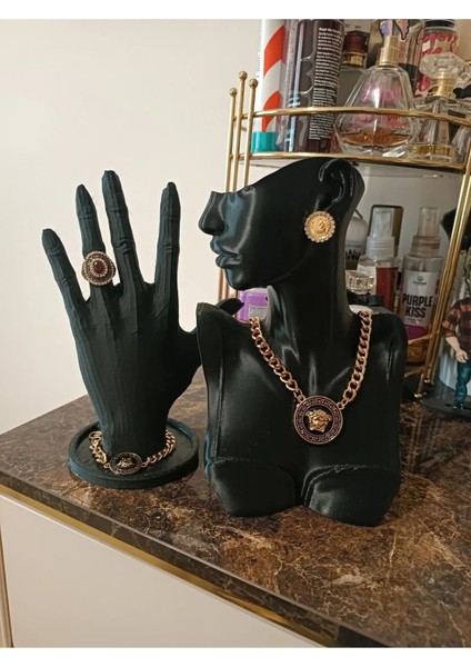 Şık 21CM Takı ve Makyaj Organizer Seti, Manken, Stand, Kolye, Yüzük Sergileme