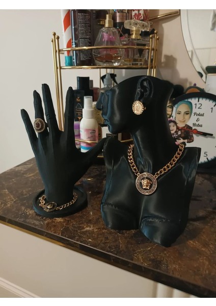 Şık 21CM Takı ve Makyaj Organizer Seti, Manken, Stand, Kolye, Yüzük Sergileme