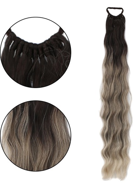 Lastik Tokalı At Kuyruğu Su Dalgalı / Küllü Kumral / Beyaz Platin Ombre