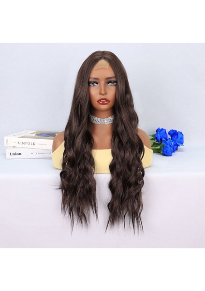 Koyu Kumral Dalgalı Uzun Tül Peruk