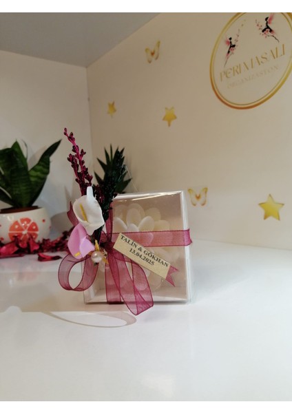 Çiçekli Kutulu Mum Söz, Nişan, Düğün, Kına, Nikah,hediyelik -15 Adet fiyatları