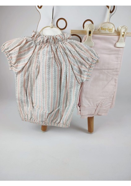 Boğazı Büzgülü,çiçekli Gömlek, Pantolon 2'li Kız Çocuk Takım fırsatları