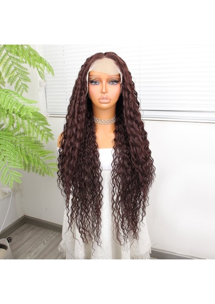 Afro Dalga Çikolata Kahve Fiber Sentetik Tül Peruk
