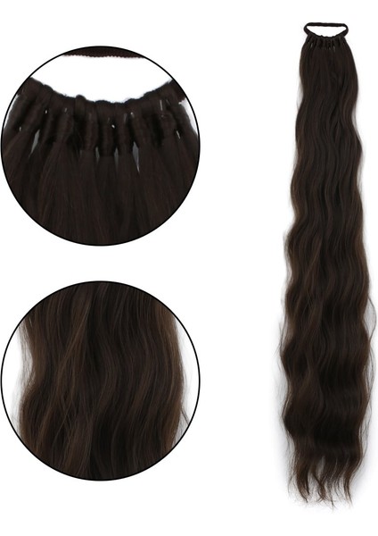 Lastik Tokalı At Kuyruğu Su Dalgalı / Koyu Kumral