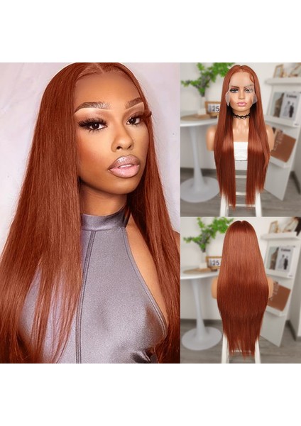 Koyu Bakır Ekstra Uzun Fiber Sentetik Düz Tül Peruk