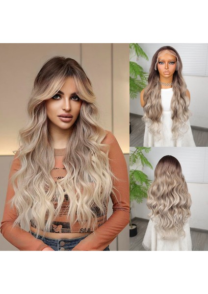 Rus Kumralı Beyaz Platin Ombreli ve Röfleli Tül Peruk