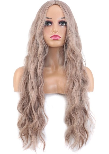 Uzun Su Dalgası Fiber Sentetik Peruk / Küllü Bebek Sarı