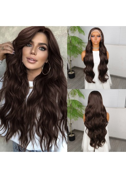 Koyu Kumral Fiber Sentetik Tül Peruk