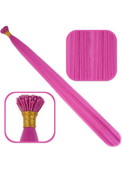 Fiber Sentetik Boncuk Kaynaklık Renkli Saç / Açık Fuşya / 100 Adet