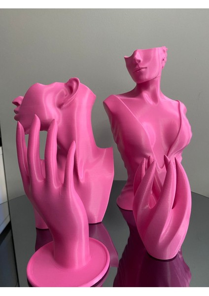 Pembe 4'lü Dekoratif Takı Organizer Seti, Manken ve Standlı Tasarım