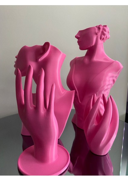 Pembe 4'lü Dekoratif Takı Organizer Seti, Manken ve Standlı Tasarım modelleri