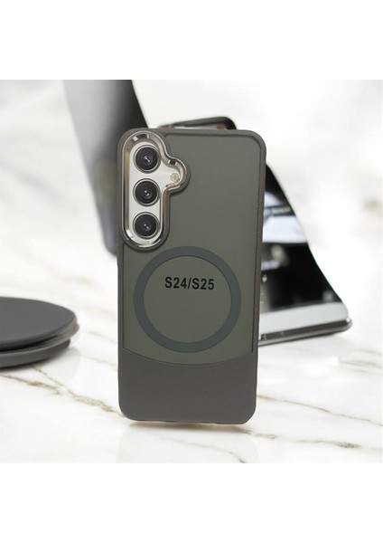 Samsung Galaxy S24/S25 Uyumlu Deri Görünümlü Kapak Magsafe Manyetik Kablosuz Şarj Telefon Kılıfı modelleri