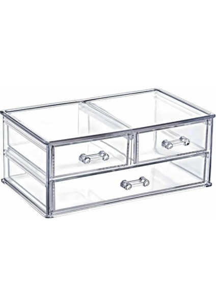 Beyaz 3 Gözlü Çekmeceli Düzenleyici Organizer - Şık ve Pratik Kutu