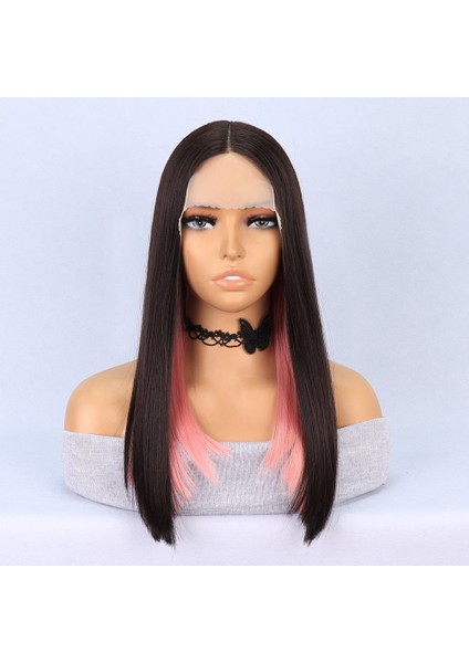 Kahverengi Pembe Işıltılı Tül Peruk