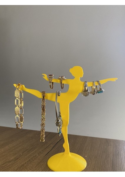 Sarı Balerin Tasarımlı Takı Düzenleyici, Yüzük, Küpe, Kolye Askılığı